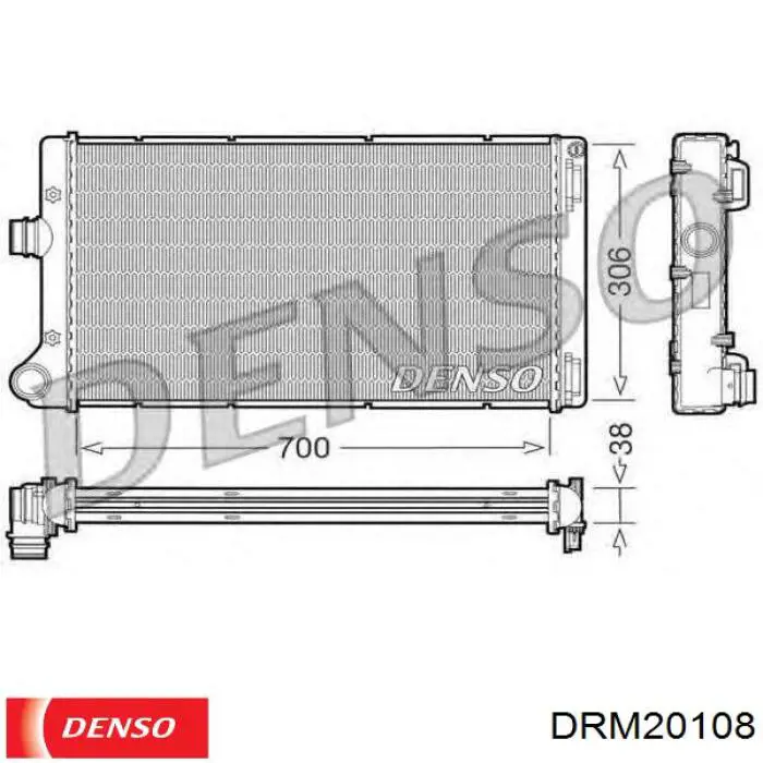 DRM20108 Denso radiador refrigeración del motor