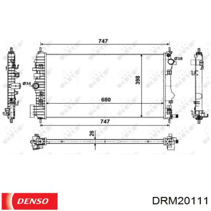 DRM20111 Denso radiador refrigeración del motor