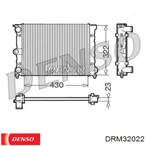 DRM32022 Denso radiador refrigeración del motor