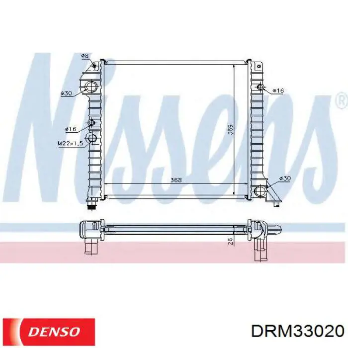 DRM33020 Denso radiador refrigeración del motor