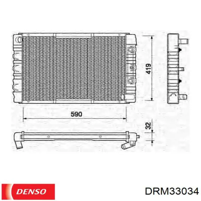 DRM33034 Denso radiador refrigeración del motor