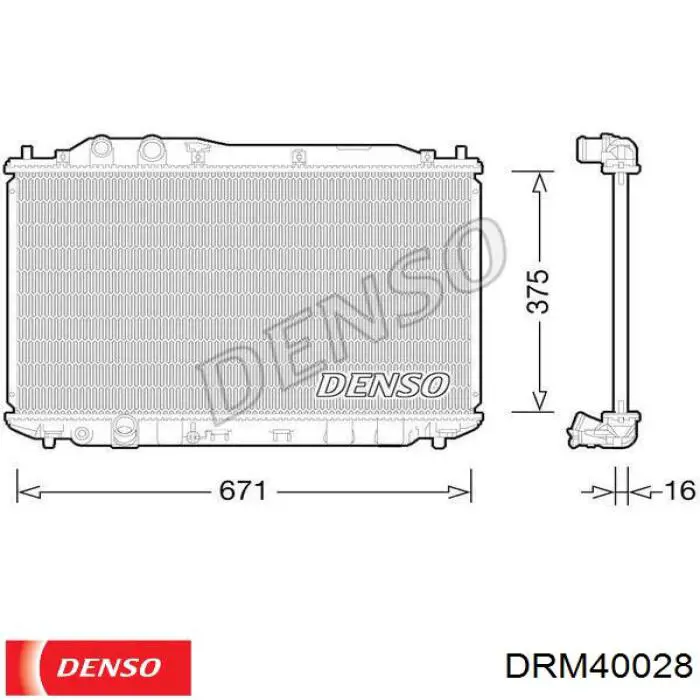 DRM40028 Denso radiador refrigeración del motor