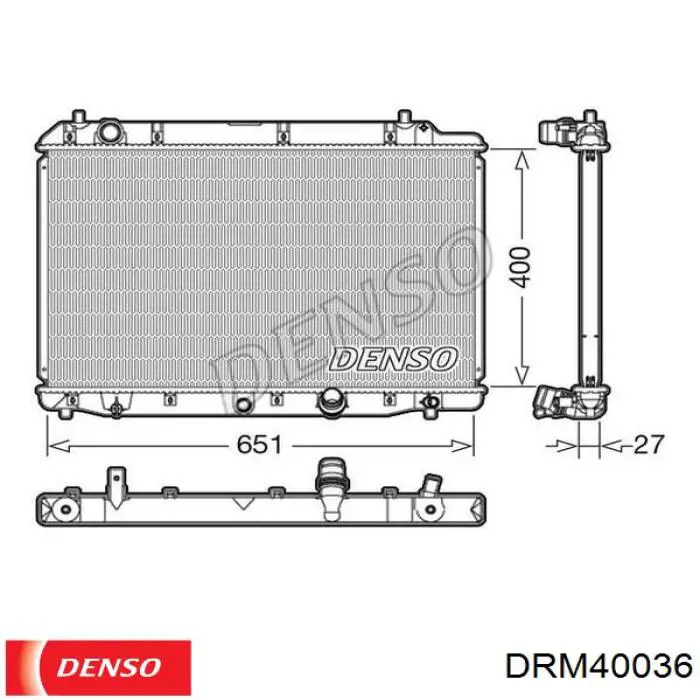 DRM40036 Denso radiador refrigeración del motor