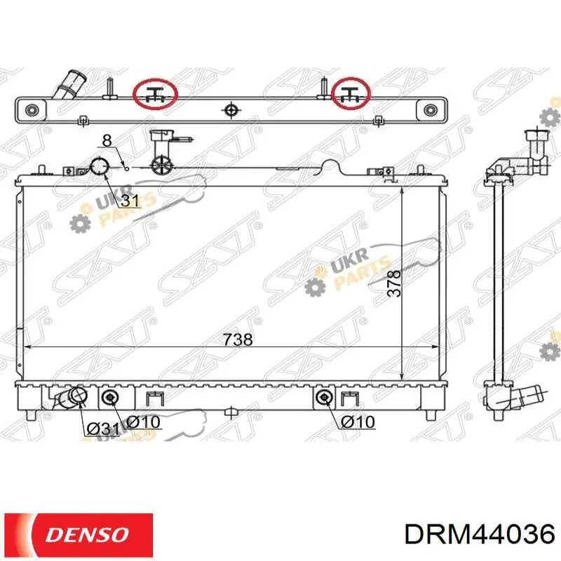 DRM44036 Denso radiador refrigeración del motor