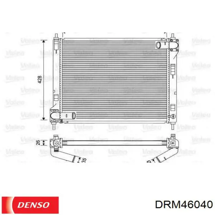 DRM46040 Denso radiador refrigeración del motor