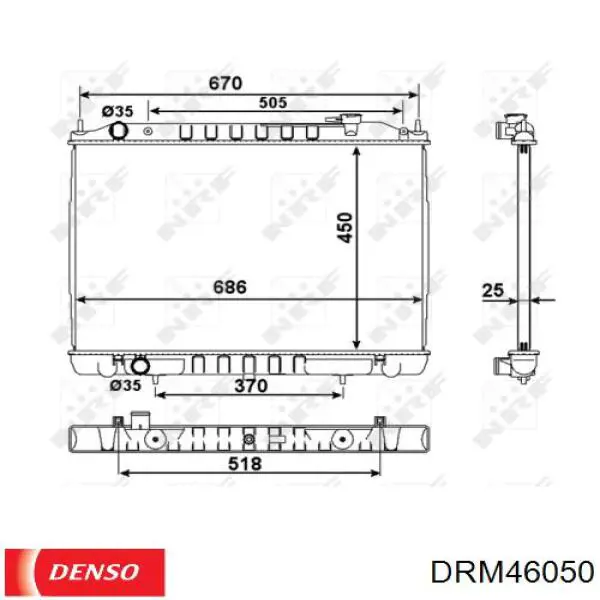 DRM46050 Denso radiador refrigeración del motor