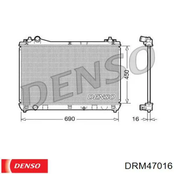 DRM47016 Denso radiador refrigeración del motor