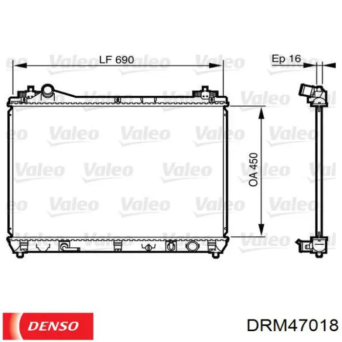 DRM47018 Denso radiador refrigeración del motor