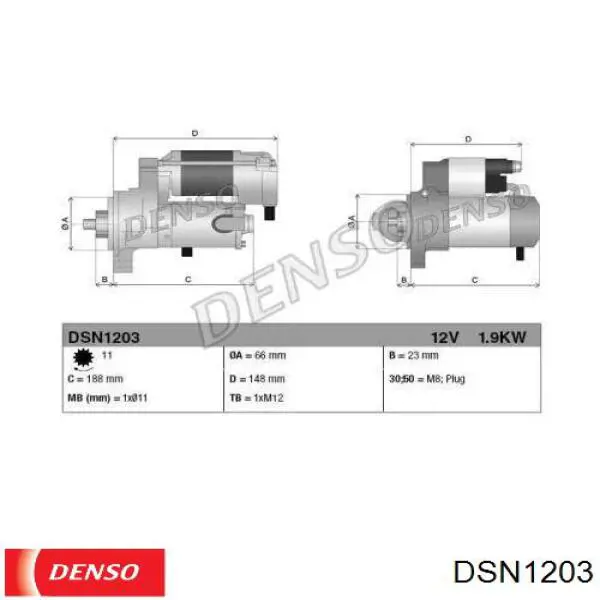 DSN1203 Denso motor de arranque