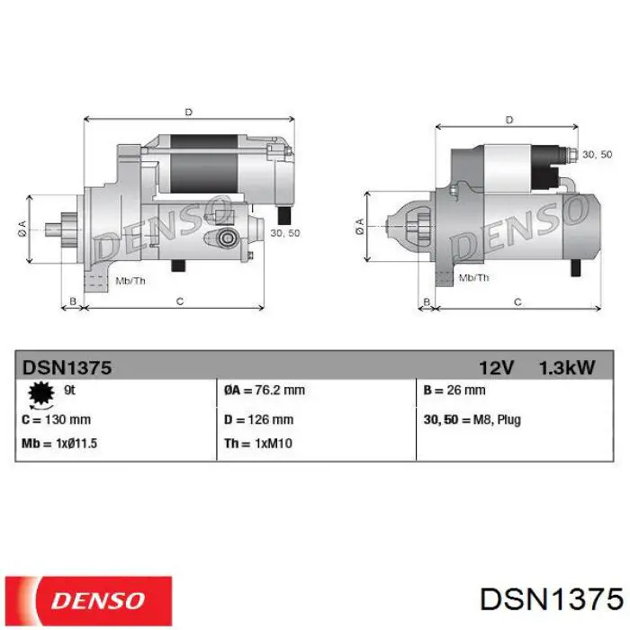 DSN1375 Denso motor de arranque