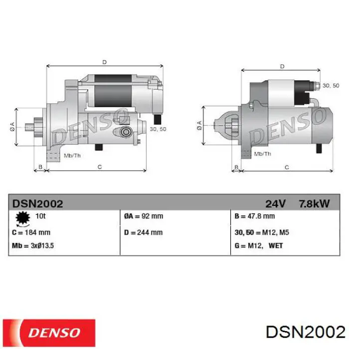 DSN2002 Denso motor de arranque