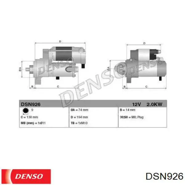 DSN926 Denso motor de arranque