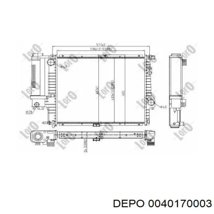 004-017-0003 Depo/Loro radiador refrigeración del motor