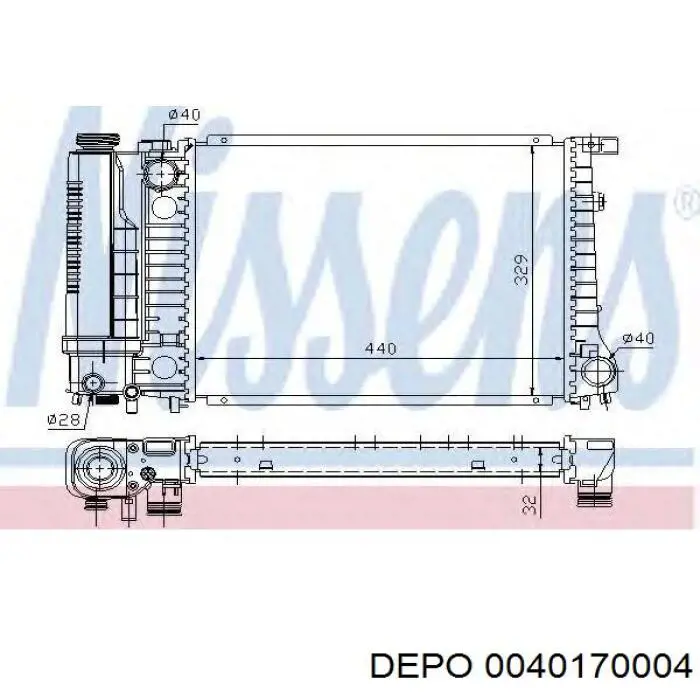 004-017-0004 Depo/Loro radiador refrigeración del motor