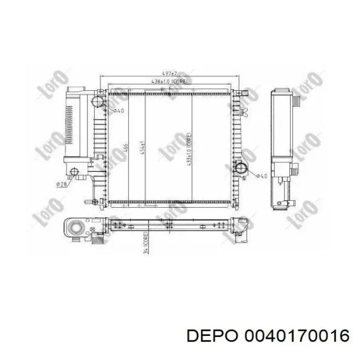 Radiador 0040170016 Depo/Loro/Abakus