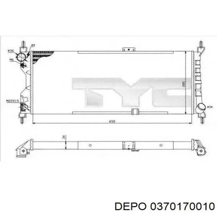 037-017-0010 Depo/Loro radiador refrigeración del motor