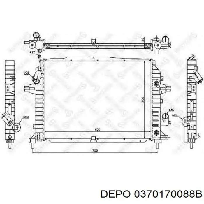 Radiador 0370170088B Depo/Loro/Abakus