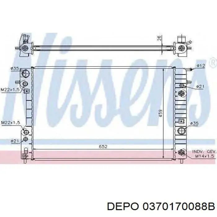 037-017-0088-B Depo/Loro radiador refrigeración del motor