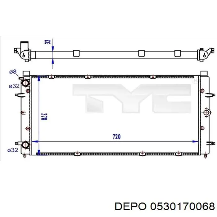 Radiador 0530170068 Depo/Loro/Abakus