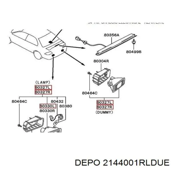 Piloto parachoques trasero derecho Mitsubishi Galant 9 (DJ, DM)