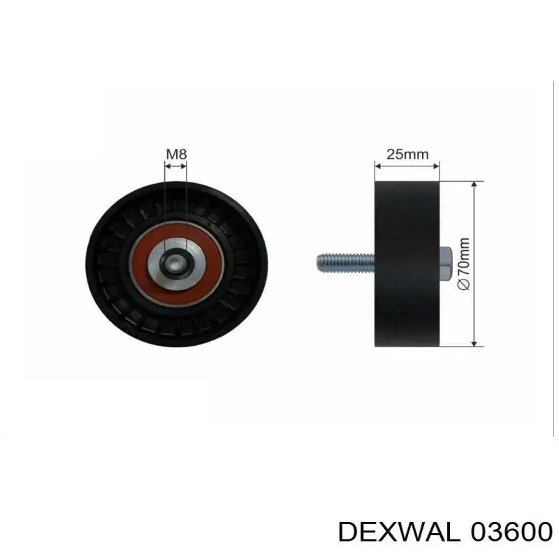 03600 Dexwal rodillo, correa trapecial poli v