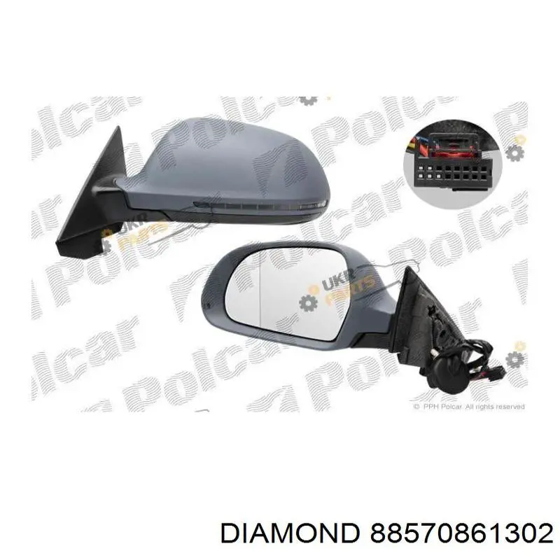 88570861302 Diamond/DPA cristal de espejo retrovisor exterior izquierdo