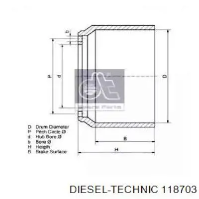 1.18703 Diesel Technic freno de tambor trasero