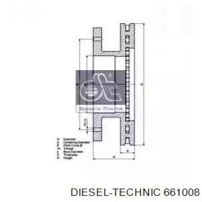 6.61008 Diesel Technic disco de freno trasero