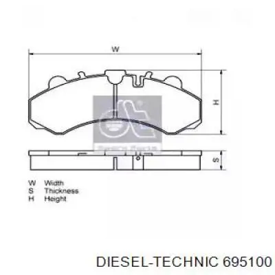 6.95100 Diesel Technic pastillas de freno delanteras