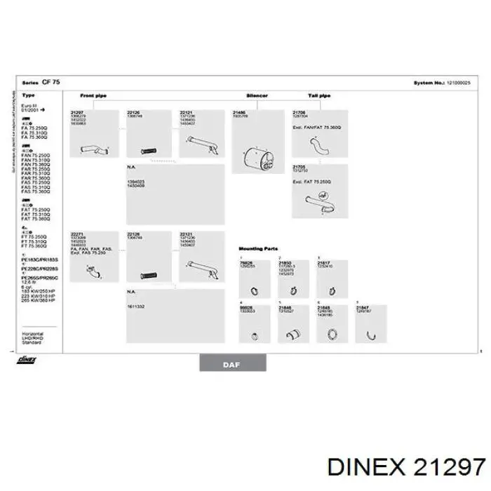 Comprar 21297 Dinex Tubo de admisión del silenciador de escape delantero