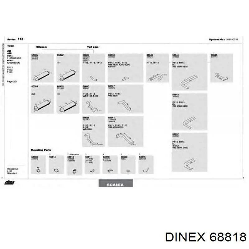 68818 Dinex abrazadera de silenciador trasera