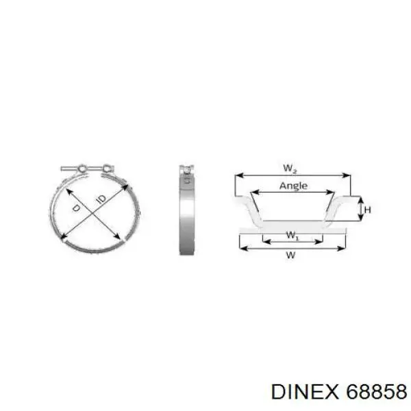 68858 Dinex Abrazadera delantera del silenciador