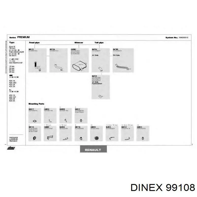 99108 Dinex Abrazadera delantera del silenciador