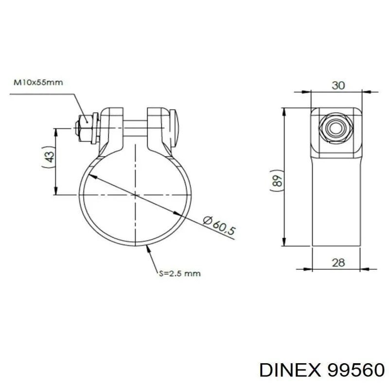 99560 Dinex abrazadera de sujeción delantera