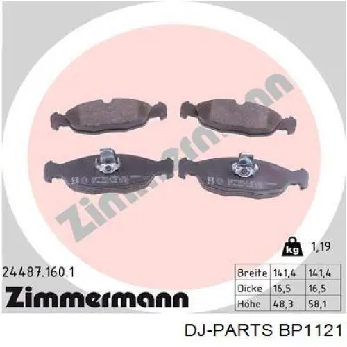 BP1121 DJ Parts pastillas de freno traseras