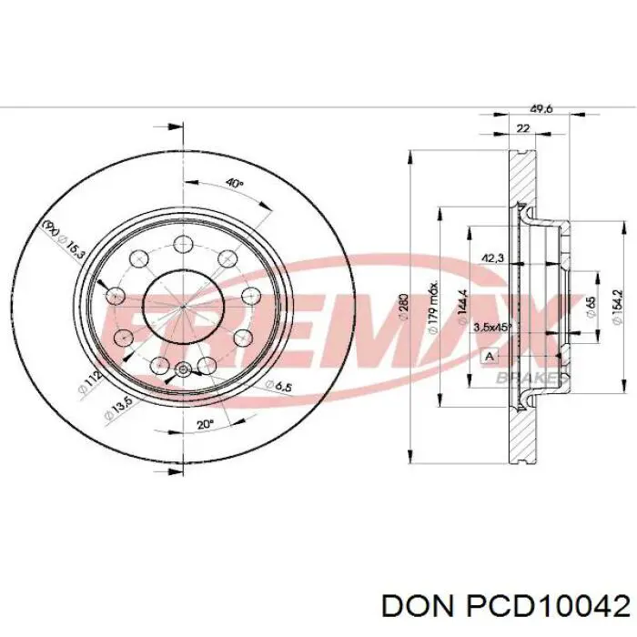 Freno de disco delantero Volkswagen Caddy 2 9K9