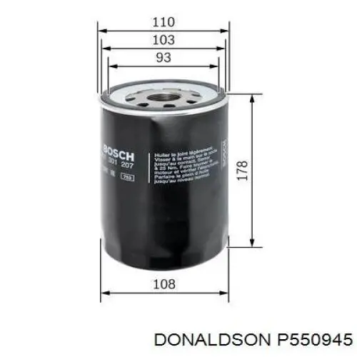 P550945 Donaldson filtro de aceite