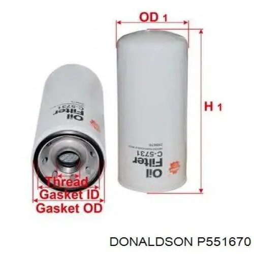 Filtro de aceite Donaldson P551670 precio, desde 24,07 EUR