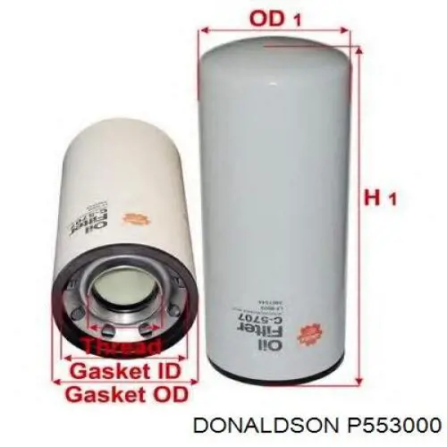 Filtro de aceite motor Donaldson P553000