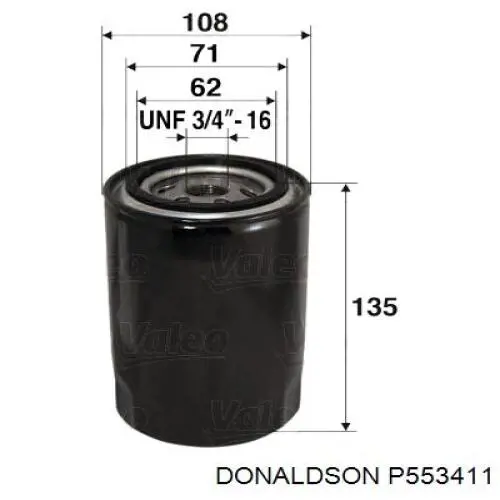 P553411 Donaldson filtro de aceite