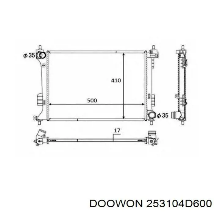 253104D600 Doowon radiador refrigeración del motor