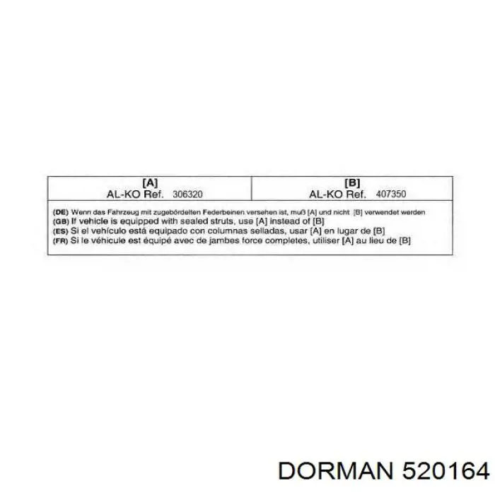 520164 Dorman barra oscilante, suspensión de ruedas delantera, inferior derecha