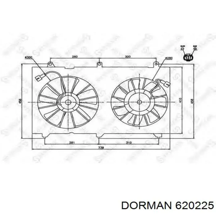 620225 Dorman difusor de radiador, ventilador de refrigeración, condensador del aire acondicionado, completo con motor y rodete