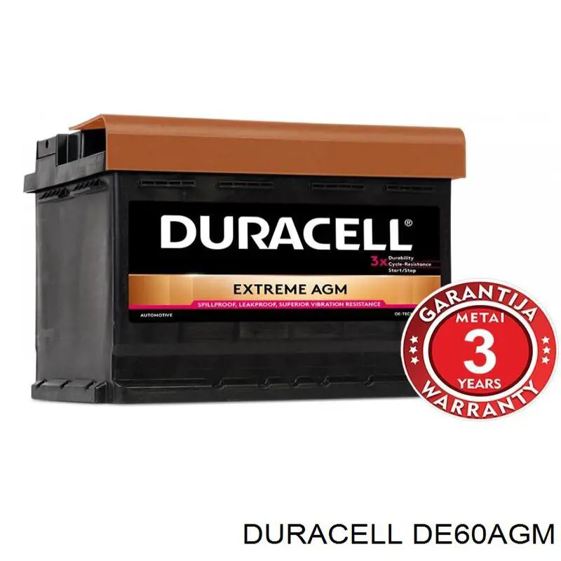 Batería de Arranque Duracell (DE60AGM)