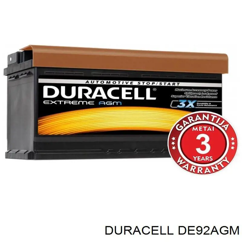 DE92AGM Duracell Batería Start-Stop