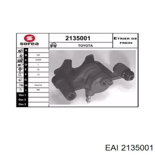 2135001 EAI pinza de freno trasera izquierda