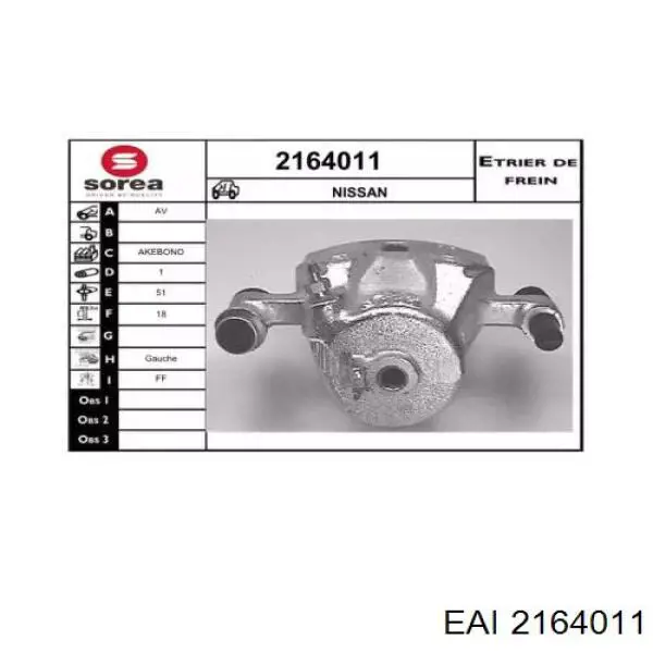 2164011 EAI pinza de freno delantera izquierda