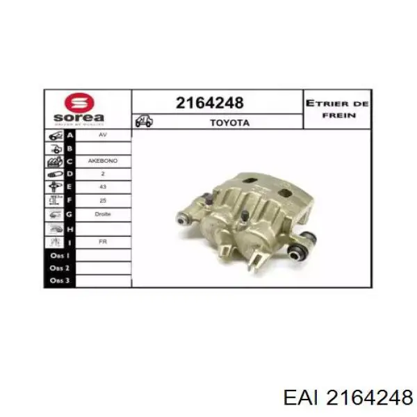 2164248 EAI pinza de freno delantera derecha