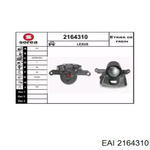 2164310 EAI pinza de freno delantera derecha