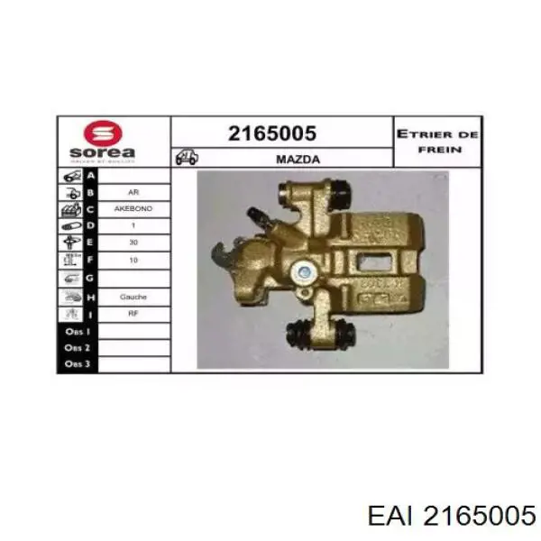 2165005 EAI pinza de freno trasera izquierda